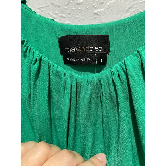 Max and Cleo Women's Green Y2K Jersey Knit Dress Sz 2 Party VTG - Picture 5 of 7
